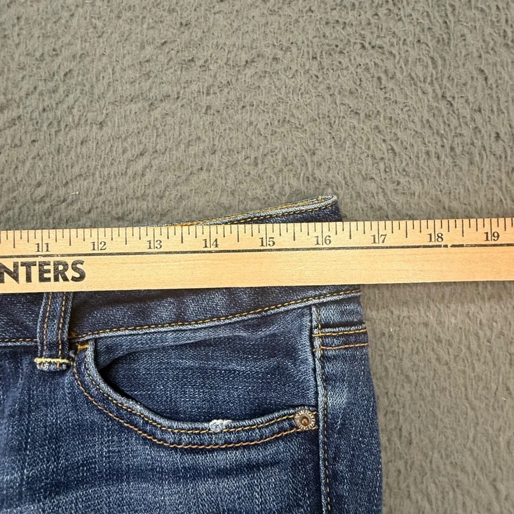 American Eagle Artist Jeans Womens 10 Blue Distressed Ripped Flare Stretch Denim